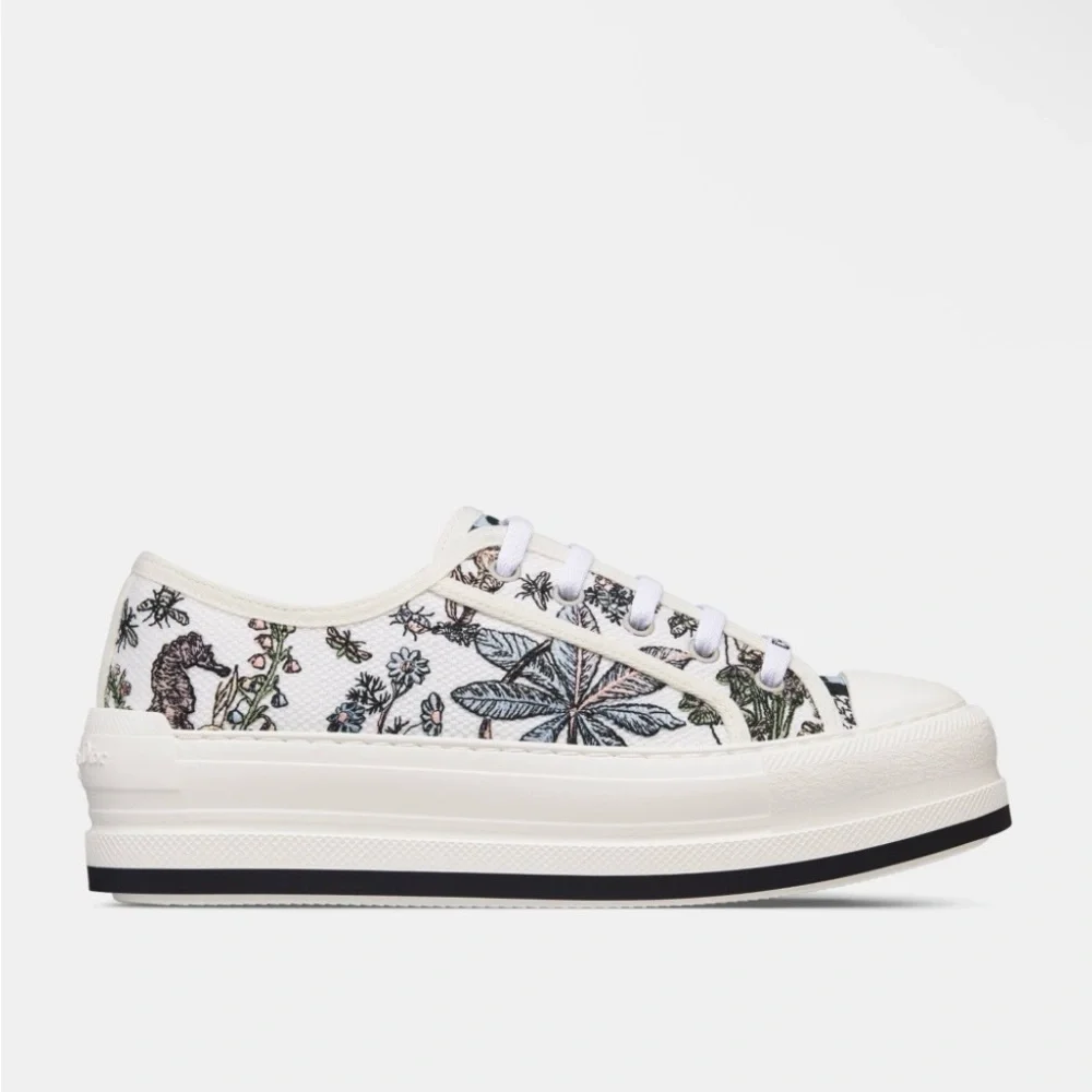 Dior WALK'N'DIOR PLATFORM SNEAKER White Multicolor Embroidered Cotton - Picture 2 of 11